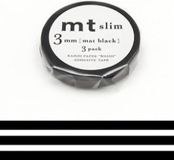 MT Masking tape slim set - Zwart plakband van 3 mm x 7 meter - 3 rollen Smal washi tape