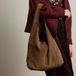Manfield Donkerbruine suède shopper