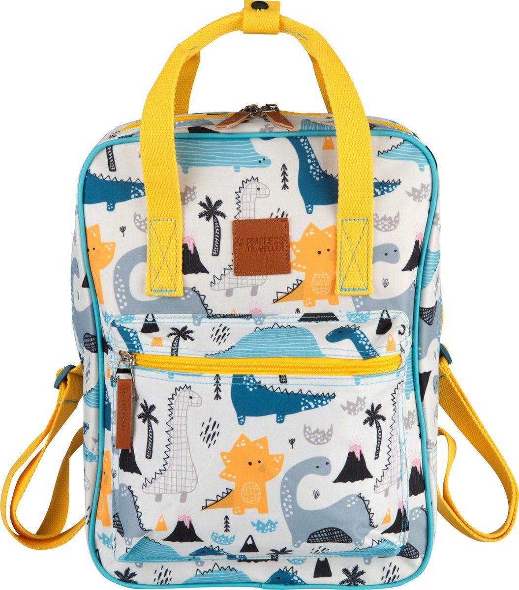 Princess Traveller Kids Collection - Rugzak - Dino - Wit/Geel - Polyester