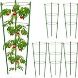 Relaxdays Tomatensteun set van 6 - 45 cm - Metaal/Kunststof - Groen