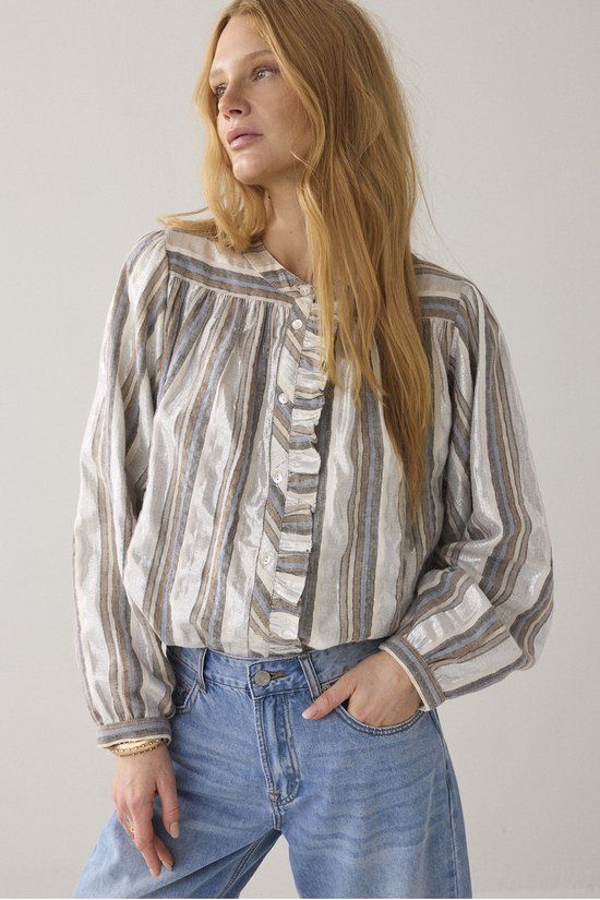 Summum 2s3416-12422 Blouse Silver stripe