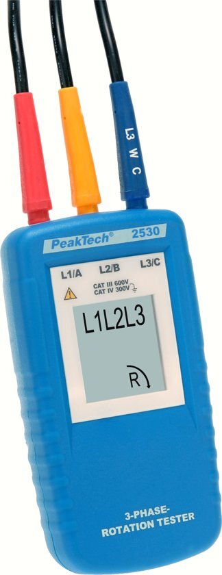 Peaktech 2530 Driefasenrotatietester met LCD-display