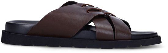 Manfield Heren Bruine leren slippers Maat 40