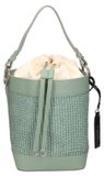 My-Best Bag Sac seau femmes rotin et cuir avec cordon de serrage Black B UNICA 24x18x15 cm MYB-05165-SS-12+S28_NERO