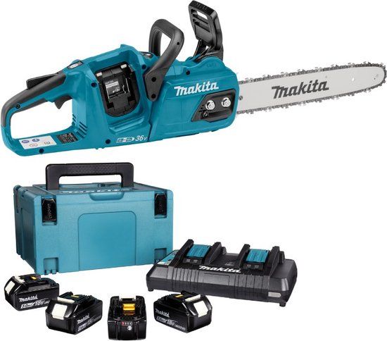 Makita DUC355PT4J 2x18 V Kettingzaag 35 cm | Incl. 4x 5.0Ah accu's & Duo snellader