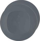 Excellent Houseware Assiettes de petit-déjeuner/dîner - 12x pièces - gris - 20 cm