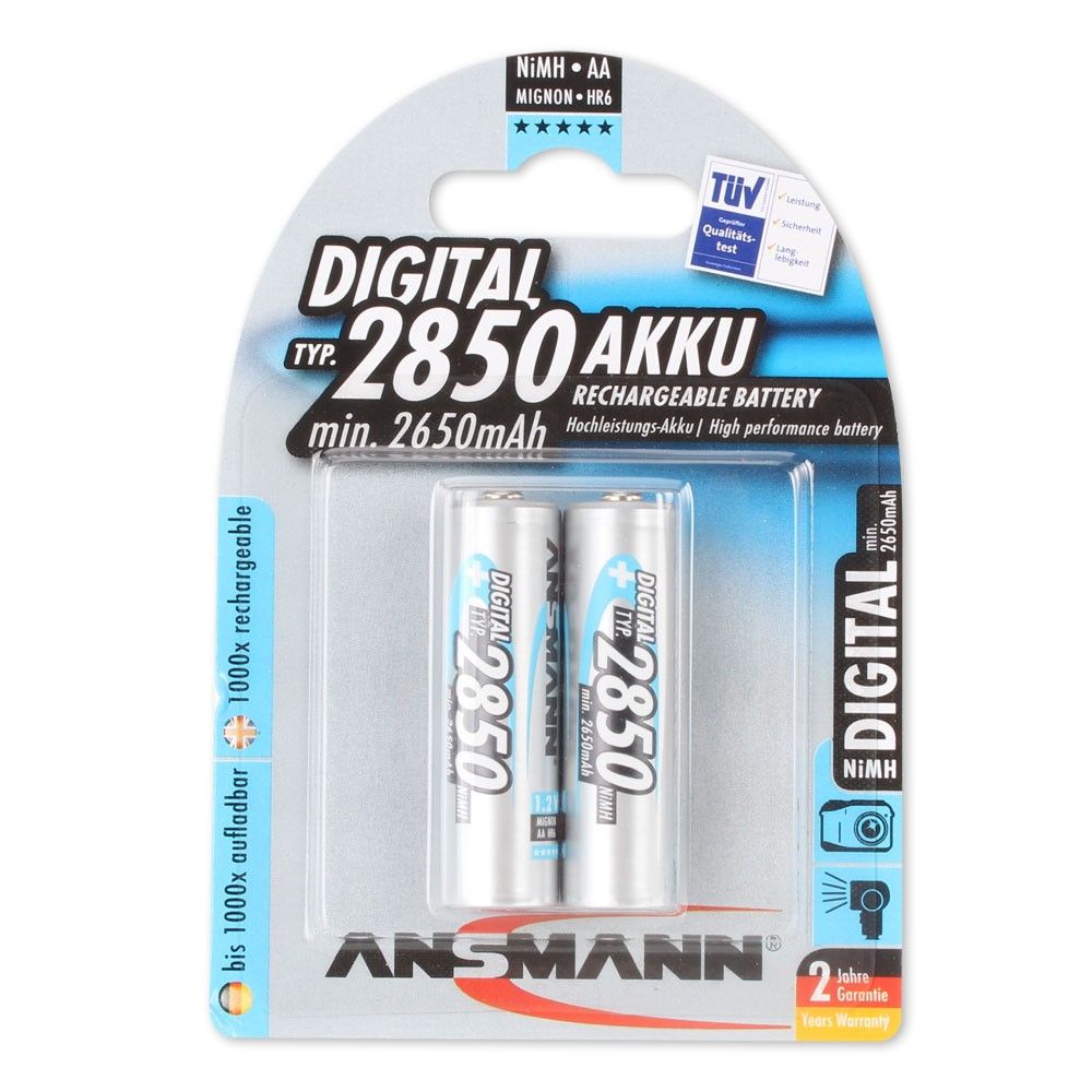 Ansmann AA NiMH Rechargeable Batteries - 2850mAh (2-Pack)