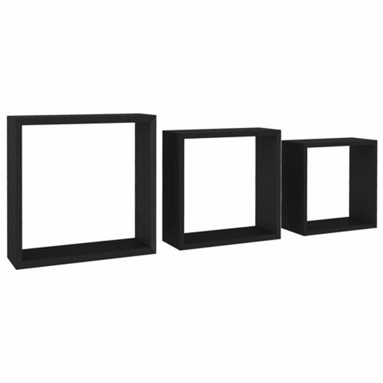 vidaXL Wandschappen kubus 3 st MDF zwart