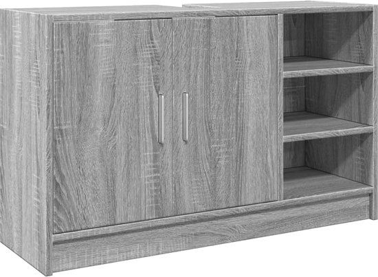 vidaXL Wastafelkast - 90x29x55 cm - Bewerkt Hout - Grijs Sonoma Eikenkleurig