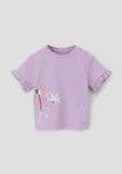 s.Oliver T-shirt met ruches mouwen lavendel 100% katoen