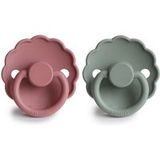Frigg Speen Daisy Blooming Silicone 2-Pack - Dusty Rose & Lily Pad (T1) - T1 (0-6 maanden)