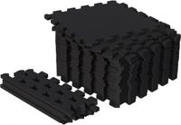 Gorilla Sports Vloermatten - Beschermingsmatten - 18 matten + 8 eindstukken - 30x30 - Puzzel mat - Zwart