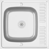 vidaXL Gootsteen met afvoerset 600x600x155 mm roestvrij staal zilver