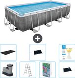 Bestway Rechthoekig Power Steel Zwembad - Rattanprint - 549 x 274 x 122 - Inclusief Pomp - Ladder - Afdekzeil - Solar Mat