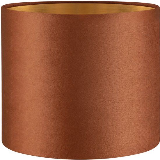 Home Sweet Home Fluweel - Velvet Lampenkap - Cilinder - Bruin + goud - Luxe stijl - ø20 x 17 cm - E27 fitting