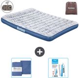 Bestway luchtbed - 2-Persoons - 152 x 203 x 30 cm - Blauw - Inclusief pomp - Hoeslaken en Reparatieset