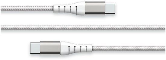 FORCE CASE USB-C naar USB-C 3A versterkte omkeerbare oplaad- en synchronisatiekabel 2m, Wit