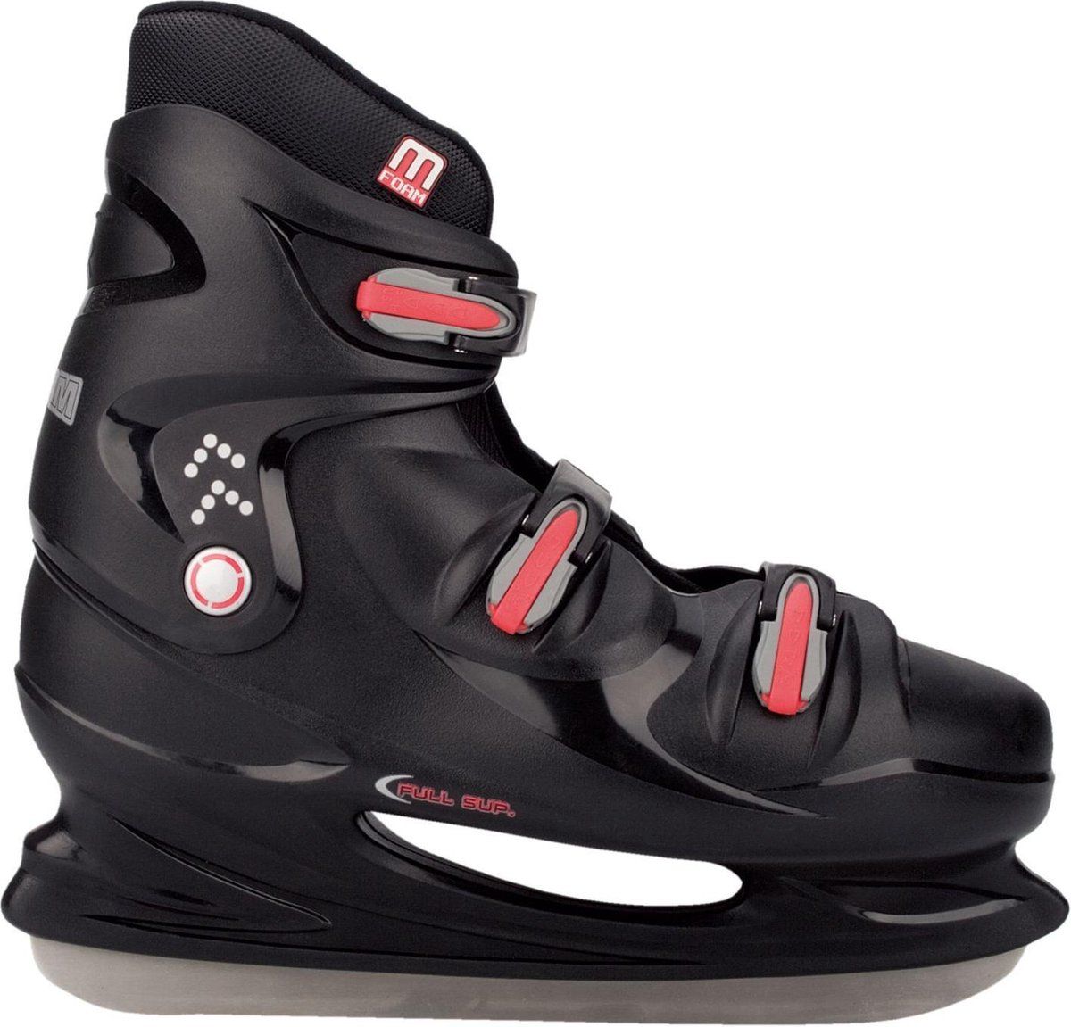 Nijdam IJshockeyschaats XXL - Hardboot - Zwart/Zilver/Rood - Maat 49