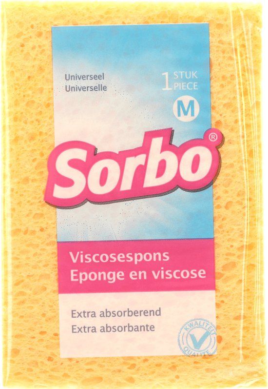 Sorbo Schoonmaak spons - 14 cm - Geel - Polyester