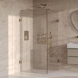 Brauer Void - Douchecabine met Draaideur - Helder Glas - 100x100x200 cm - incl. Glascoating - PVD Goud Geborsteld
