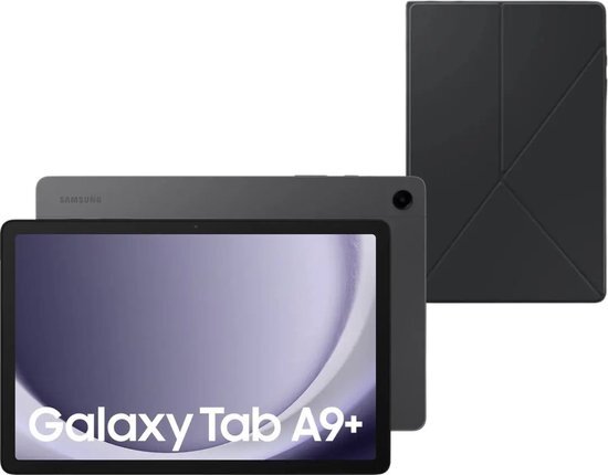 Samsung Galaxy Tab A9+, WiFi, 4GB ram, 64GB opslag + Book Cover Grijs