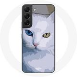 Maniacase Etui voor Samsung Galaxy S22 Turkse van Kat blauw oog en geel oog