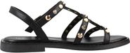 Les tropeziennes par M. Belarbi Dresco Corilow Zwarte Leren Platte Sandalen Dames Maat 38