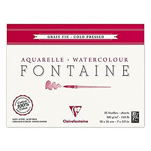 Clairefontaine 96413C - Aquarelpapier - 12 x 18 cm - 25 vellen - 300 g - Wit