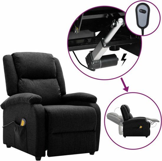 vidaXL Massagestoel elektrisch stof zwart