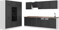 Vicco Complete keukeneenheid R-Line, Antraciet landelijk/Wit, 180 cm goudkleurig eiken werkblad