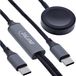 InLine 2-in-1 Oplaadkabel Apple Watch + USB-C, 100W, 1.2m, Zwart/Grijs
