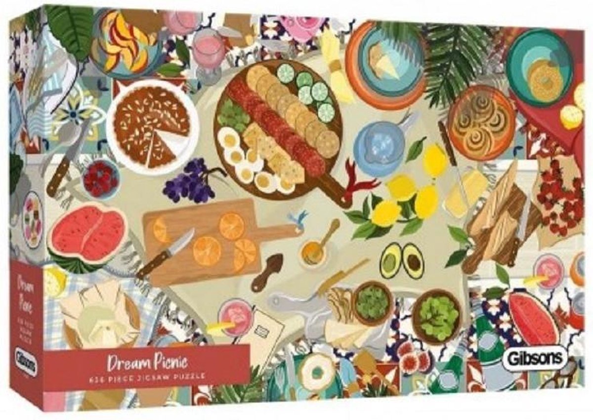 Gibsons Dream Picnic White Logo Collectie 636 Stuk Jigsaw Duurzame Puzzel Premium 100% Gerecycled Board | Cadeau voor Volwassenen Games