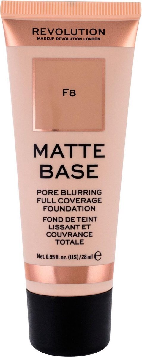 Makeup Revolution - Matte Base Foundation - Plne krycí a matující make-up 28 ml F8