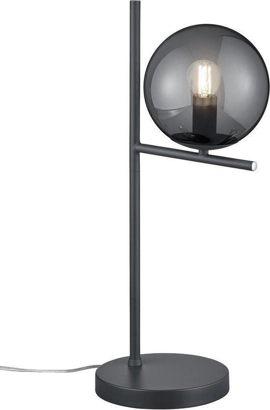 TRIO PURE Tafellamp - Antraciet - Rookkleurig Glas