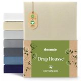 Dreamzie Hoeslaken 90x200 cm - 100x200 cm, 100% biologisch katoenjersey, matrashoogte tot 32 cm, hypoallergeen, Oeko-Tex, beige