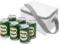 Merkloos Kleine mini koeltas voor lunch of sixpack blikjes - wit - 21 x 15 x 13 cm - draagriem - 3.7 liter inhoud