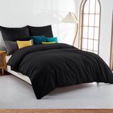 TRANKIELO® - Ensemble de literie 140 x 200 cm, Noir - Microfibre, sans repassage, 2 pièces avec fermeture éclair