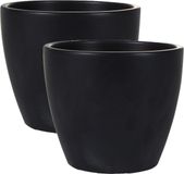 Ter Steege Bloempot - 2x stuks - zwart - glans - Scandinavisch - 16 x 13 cm - plantenpot