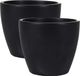 Ter Steege Bloempot - 2x stuks - zwart - glans - Scandinavisch - 16 x 13 cm - plantenpot