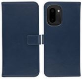 Selencia Echt Lederen Bookcase - Geschikt voor OnePlus 15R - Donkerblauw