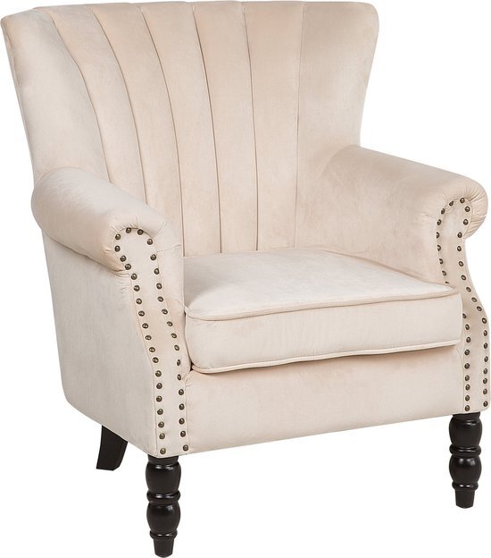 Beliani Fauteuil fluweel beige SVEDALA