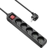 Allteq - Stekkerdoos met schakelaar - penaarde - 5-voudig - 1,5 meter - Zwart