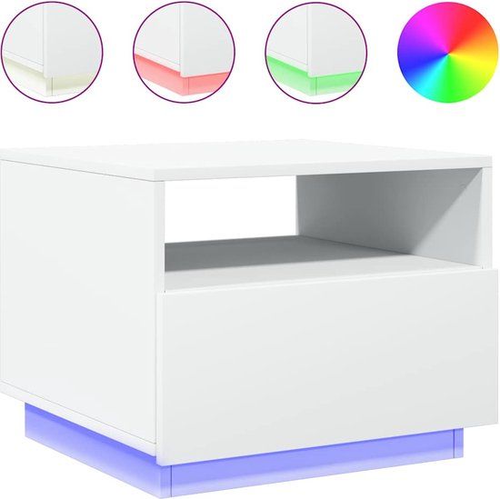 VidaXL Salontafel met LED-verlichting 50x49x40 cm wit