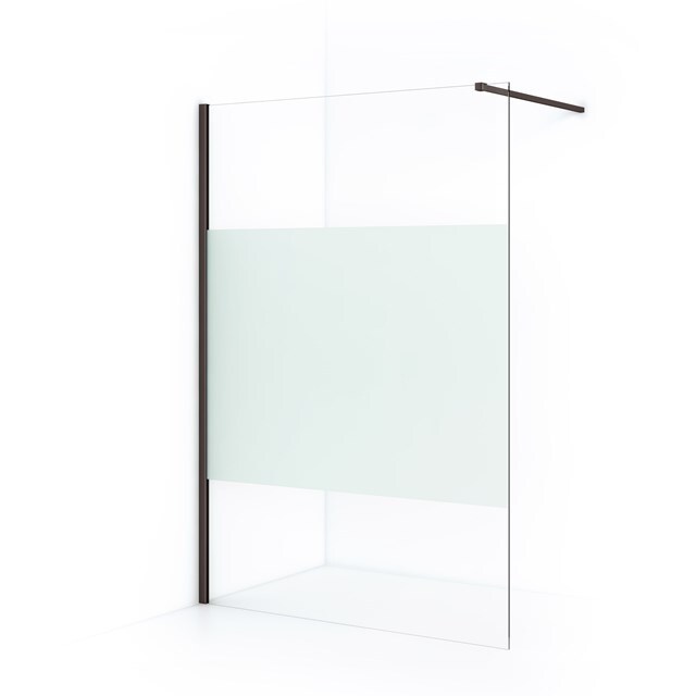 Maxaro Inloopdouche Diamond 140cm 8mm Helder Veiligheidsglas met Matte Strook Zwart Metaal