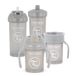 Twistshake Baby Sippy Cup-set Trainen - 4 Stuks | 1x 360 Beker - 1x Minibeker - 1x Rietjesbeker - 1x Kinderbeker | Lekvrije Waterflessen voor Baby's | BPA-vrije Antilekbeker | 4+ Maanden | Lichtgrijs