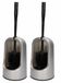 Plasticforte WC borstel met houder - 2x - zilver - 40 cm - kunststof - toiletborstels