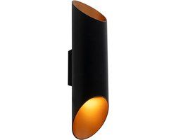 QAZQA Organa - Modern Black & Gold Up/Down Wall Light - 2-Light - D 11.4 cm - Indoor