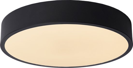 Lucide UNAR - Plafonnière - Ø 30 cm - LED Dimb. - 1x18W 2700K - 3 StepDim - Zwart