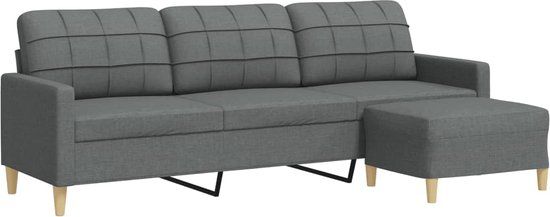 vidaXL Driezitsbank met voetenbank 210 cm stof donkergrijs