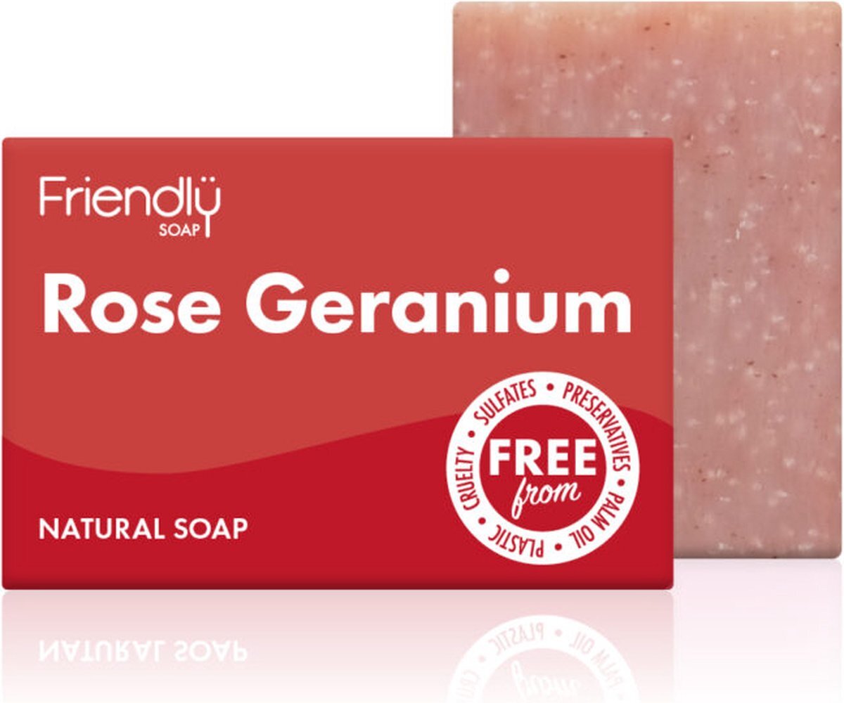 Friendly Soap | 2 x Rose Geranium Zeepje | 2 stuks | natuurlijke zeep | vegan | milieubewust | plasticvrij